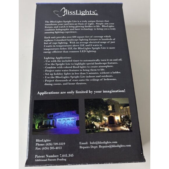 BlissLights Outdoor Spright STATIC Firefly Pool Laser Light w/ Timer Blue NEW - Picture 3 of 5